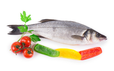 fresh seabass and vegetables