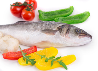 fresh seabass and vegetables