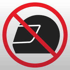 no helmet, prohibit sign