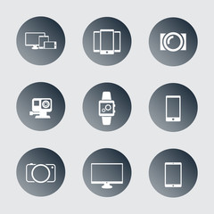 gadgets trendy round icons vector illustration, eps10