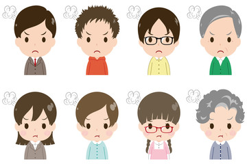 人物　顔　セット　怒る