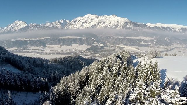 Winter Flight in the Mountains - Aerial Flight