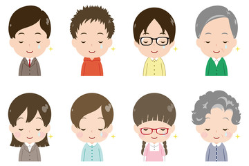 人物　顔　セット　感動の涙