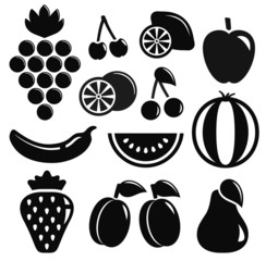 set black fruit objects