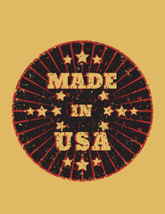 Made in usa grunge round emblem
