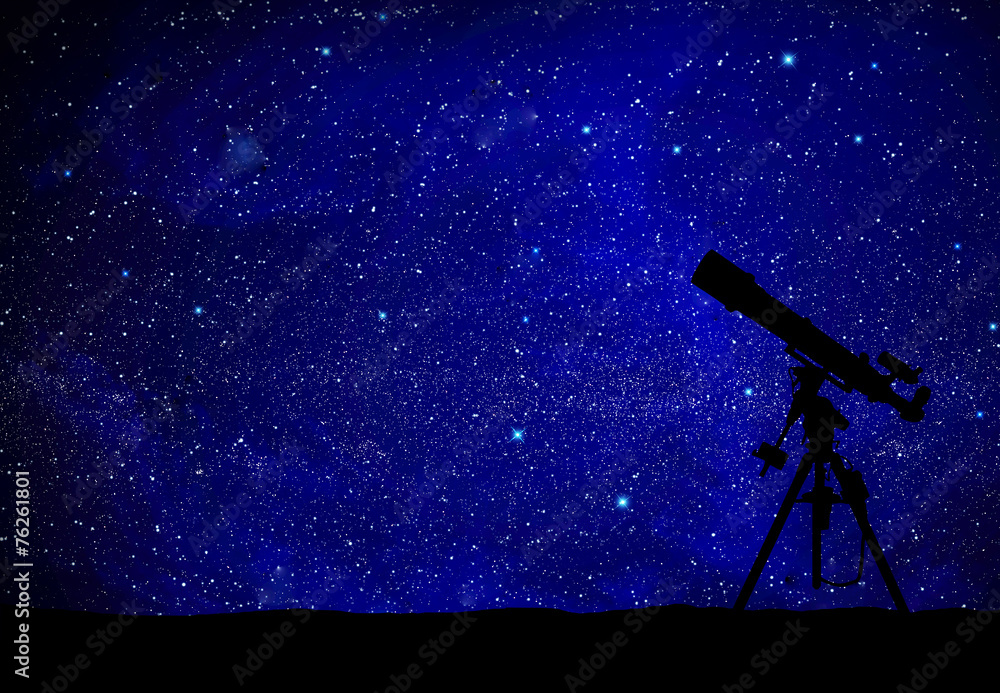 Wall mural telescope watching the wilky way