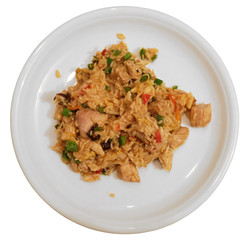 Nasi Goreng Wok Gericht mit Paprika Reis Fleisch