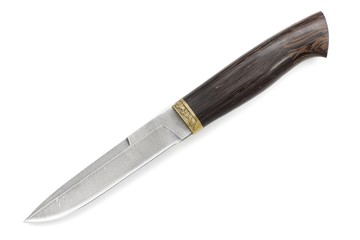 hunting knife damask steel isolated