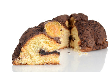 slice italian chocolate Panettone