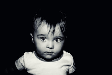Bright Eyed Toddler - Lightly Toned Black and White