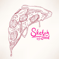 sketch slice of pizza Margherita