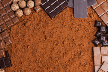 still life of chocolate in cocoa