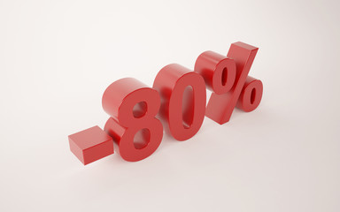 3d illustration of 80 percent discount sign