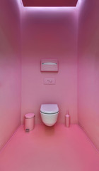 Public toilet in a modern loft style. Minimalism, toilet, brush,