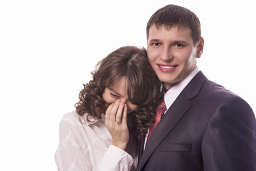 Portrait of Young and Happy Caucasian Couple Standing Together.