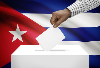 Ballot box with national flag on background - Cuba