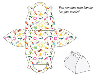 Box with handle, seamless summer pattern
