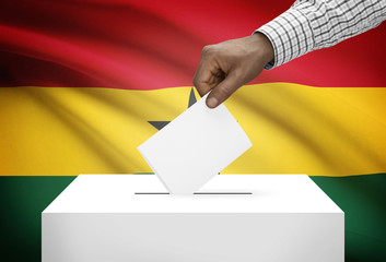 Fototapeta premium Ballot box with national flag on background - Ghana