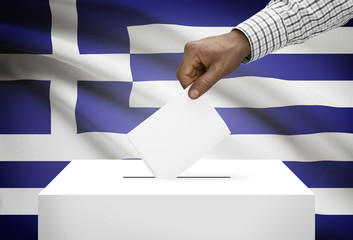 Ballot box with national flag on background - Greece
