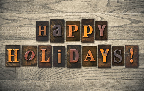 Happy Holidays Wooden Letterpress Concept