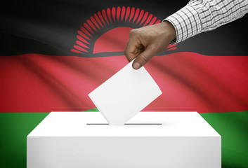 Ballot box with national flag on background - Malawi