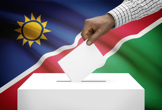Ballot box with national flag on background - Namibia