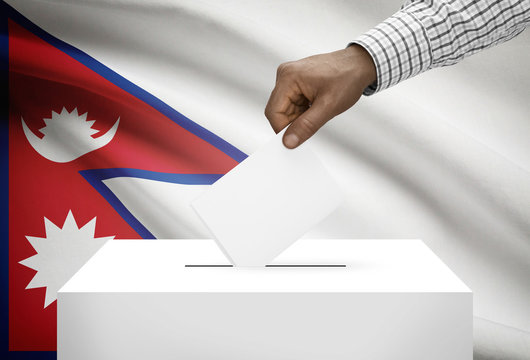 Ballot box with national flag on background - Nepal