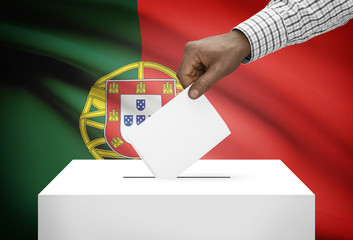 Ballot box with national flag on background - Portugal