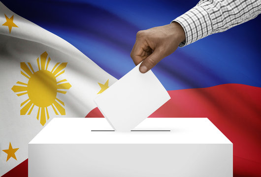 Ballot box with national flag on background - Philippines