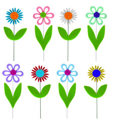 Felt Flowers isolated on white
