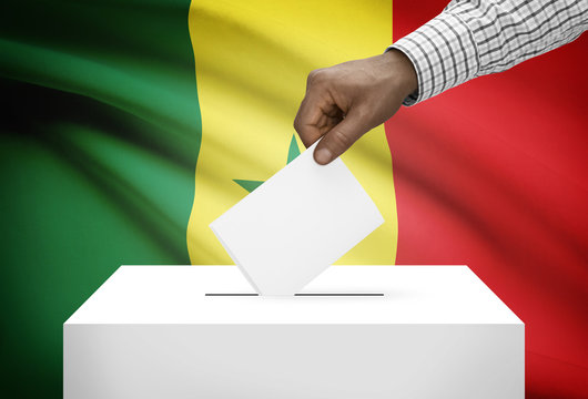 Ballot box with national flag on background - Senegal