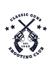 Classic Guns grunge emblem vector illustration, eps10