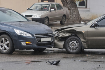Fototapeta na wymiar car accident in the city