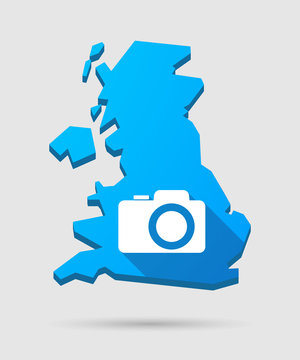 UK map icon with a photo camera