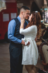 Naklejka premium Lovers young guy and girl