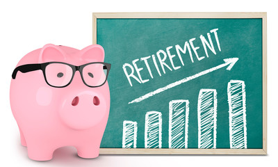 Piggy bank and retirement graphic