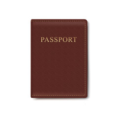Vector Leather Cover for Passport Isolated