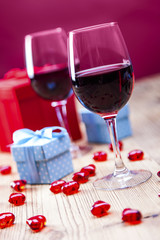 Fototapeta na wymiar Valentine's Day, the day of lovers! Gifts and passionate red