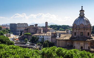 Fototapeta premium ancient ruins of roman forum in Rome, Lazio, Italy