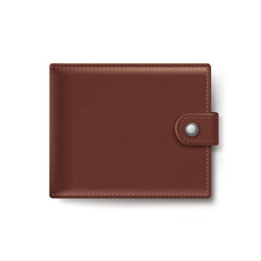 Brown Leather Wallet Isolated on White Background
