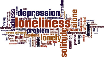 Loneliness word cloud concept. Vector illustration