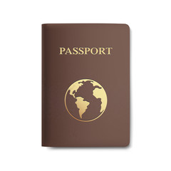 Vector Passport with Map Isolated on White