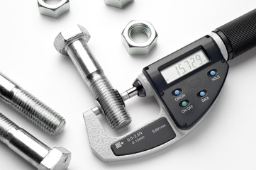 Digital micrometer with adjustable pressure measurement - obrazy, fototapety, plakaty