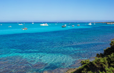 Beautiful view of the turquoise clear sea on Sardinia