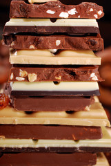 stack of various chocolate bars