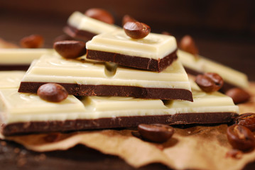 black and white coffee chocolate bar
