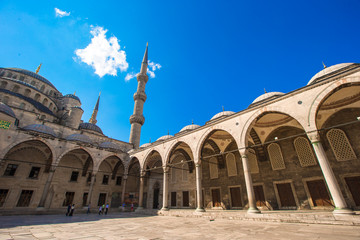Courtyard of Sultan Ahmed Blue Mosque in Istanbul, Turkey