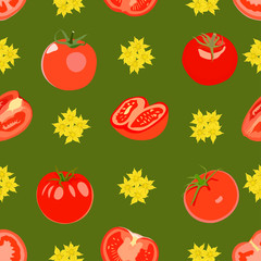 Seamless pattern with tomatos. Vector illustration.