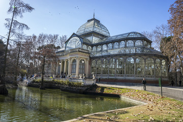 Fototapeta na wymiar Crystal Palace in the Retiro park Madrid, Spain