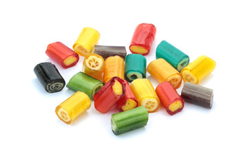 Colorful candies isolated on white background